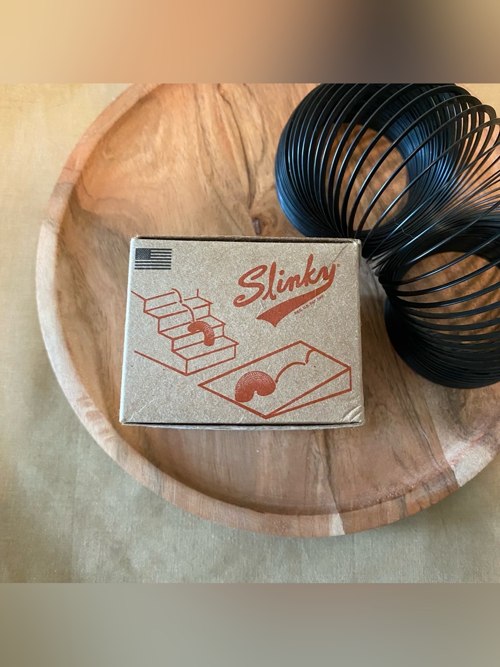 Black Metal Slinky Toy with Original Box